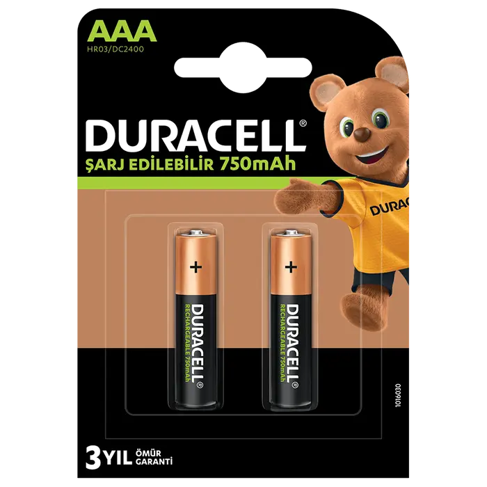 Duracell 750 Mah Şarjlı İnce Pil 2'li