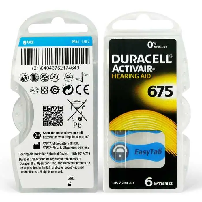 Duracell Activair 675 Kulaklık Pili 6`lı Duracell Activair 675 Kulaklık Pili 6`lı