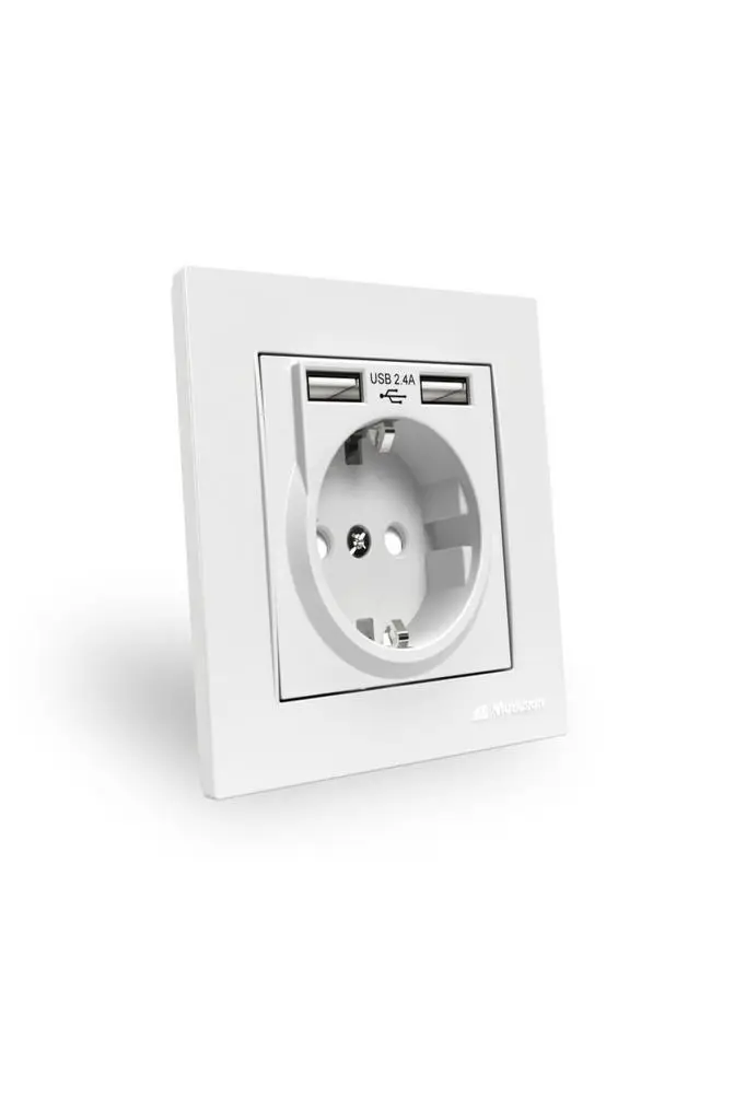 Mutlusan Rita Beyaz 2,4 A 2 USB li Topraklı Priz Mutlusan Rita Beyaz 2,4 A 2 USB li Topraklı Priz