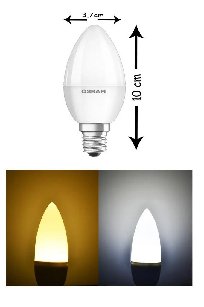 Osram 4,9-5 Watt 470 Lumen Sarı Işık Mum Buji E-14 Duy Led Ampul Osram 4,9-5 Watt 470 Lumen Sarı Işık Mum Buji E-14 Duy Led Ampul