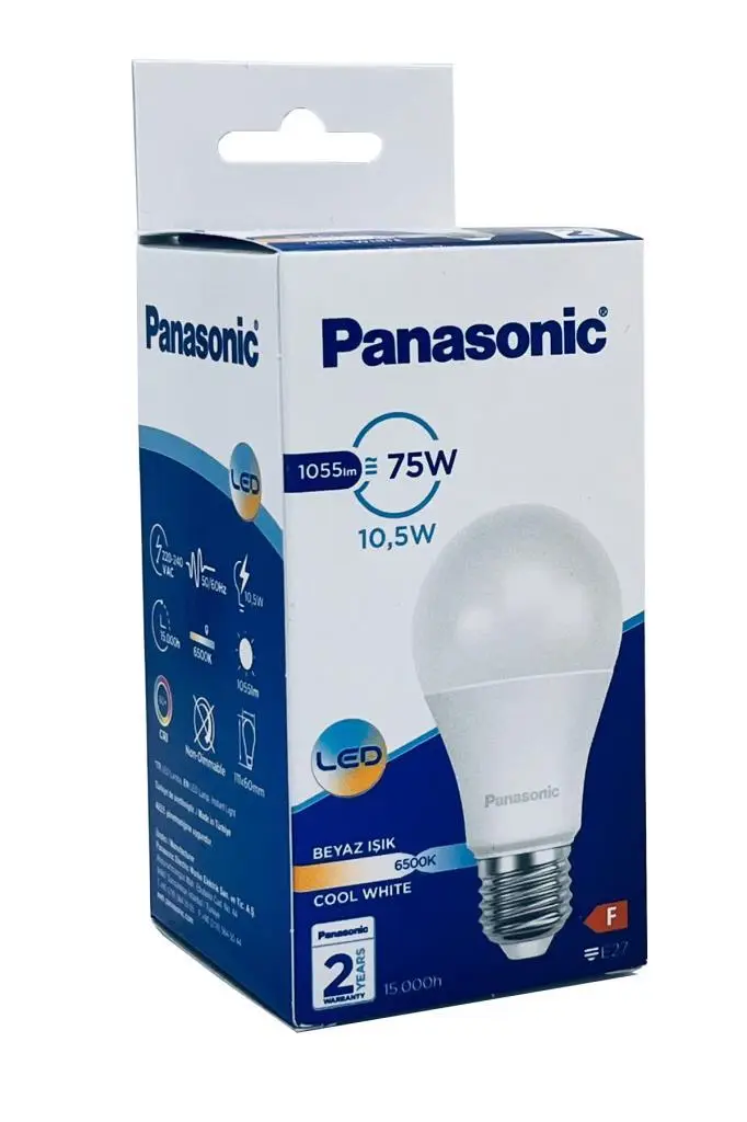 Panasonic 10,5W (75W) Led Ampul 6500K - Beyaz Işık 3 Adet Tasarruflu Lamba Panasonic 10,5W (75W) Led Ampul 6500K - Beyaz Işık 3 Adet Tasarruflu Lamba