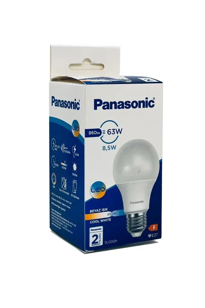 Panasonic 8,5W (63W) Led Ampul 6500K - Beyaz Işık 3 Adet Tasarruflu Lamba Panasonic 8,5W (63W) Led Ampul 6500K - Beyaz Işık 3 Adet Tasarruflu Lamba