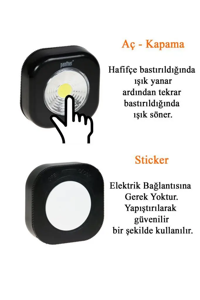 Panther PT-1114 Dolap İçi Lamba Kare Siyah - COB LED Panther PT-1114 Dolap İçi Lamba Kare Siyah - COB LED