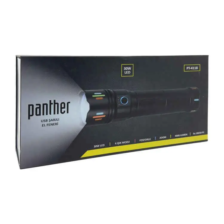 PANTHER PT-4118 USB ŞARJLI EL FENERİ PANTHER PT-4118 USB ŞARJLI EL FENERİ