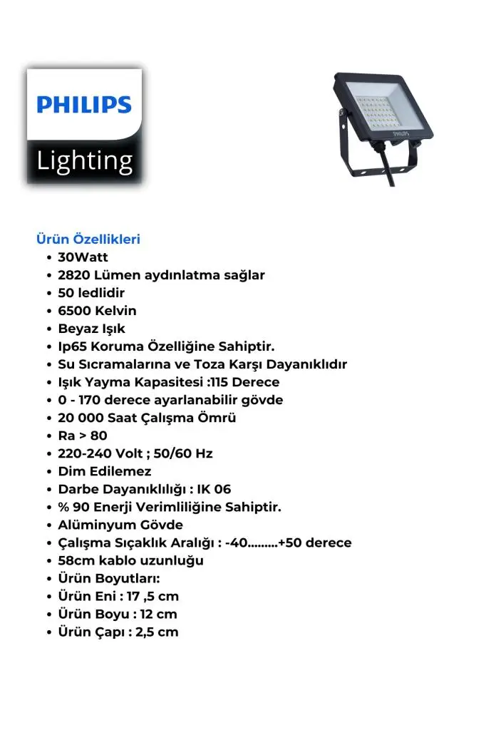 Philips BVP150 30W Led Projektör 6500K Beyaz Philips BVP150 30W Led Projektör 6500K Beyaz